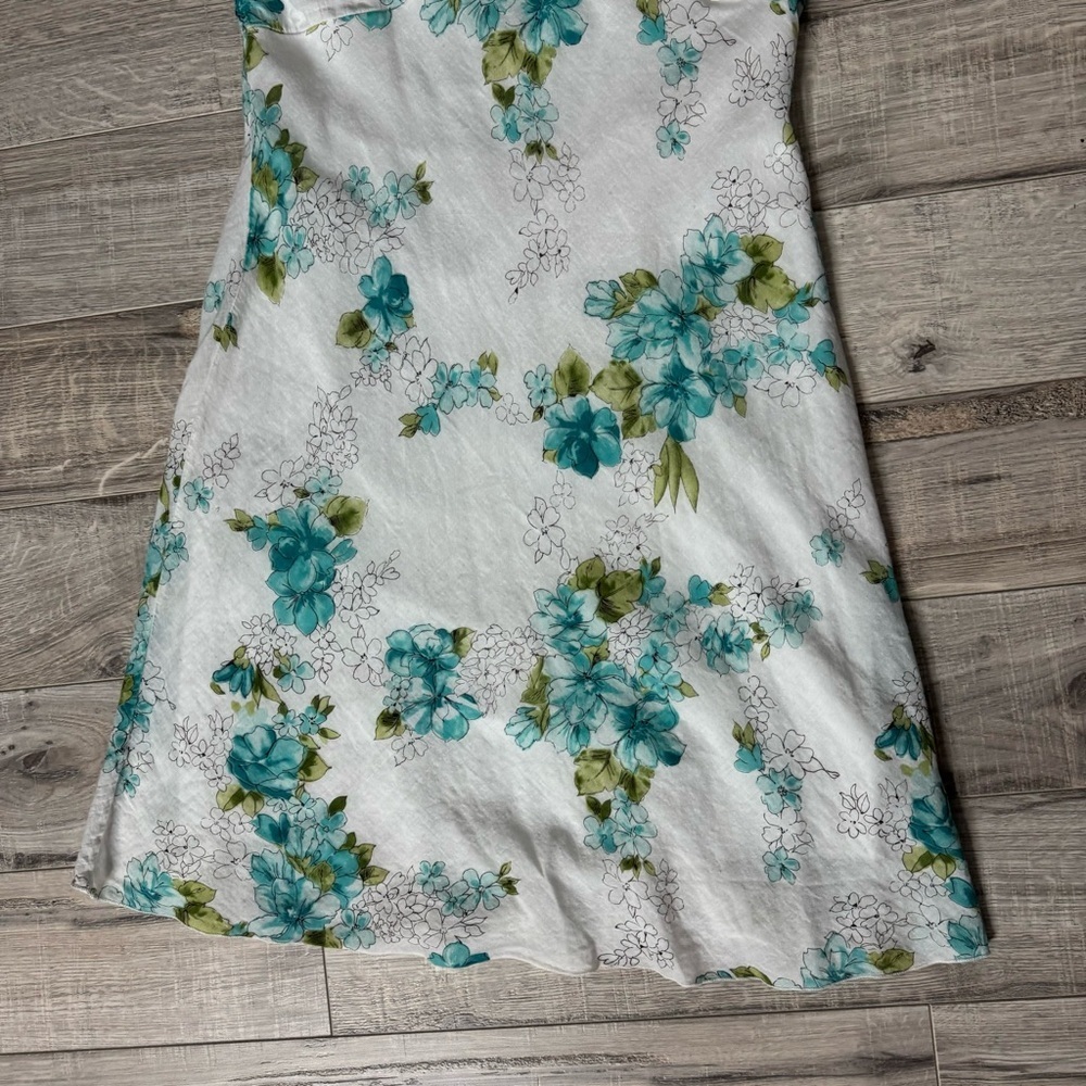 Mariposa dress floral white blue green flowers halter cute milkmaid boho y2k - Picture 4 of 9